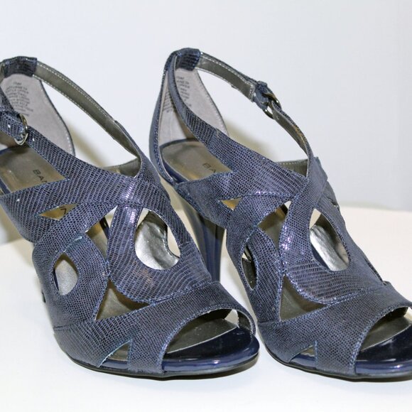 Bandolino Janeta High Heel Sandals Size 7.5M, Bleu Snakeskin Print - Picture 2 of 13